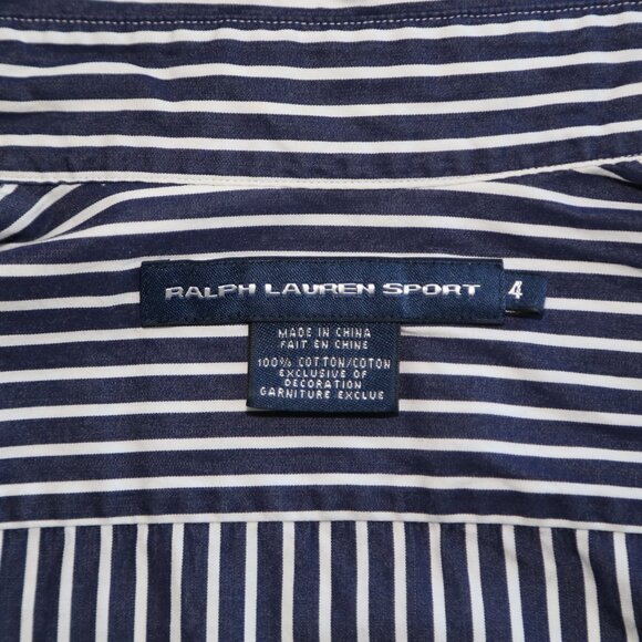 Ralph Lauren blue white striped button down cotton shirt Size 4 EUC - Picture 4 of 5